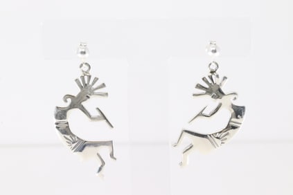 Native America Navajo Sterling Silver Kokopelli Post / Dangling Earring's.