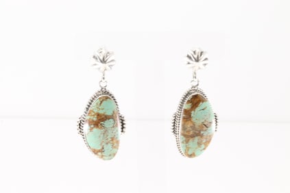 Native America Navajo Sterling Silver Turquoise Post / Dangling Earring's By Raymond Yazzie.