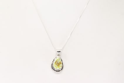 Native American Navajo Sterling Silver Palomino Pendant with a A 925 Necklace By J.F.