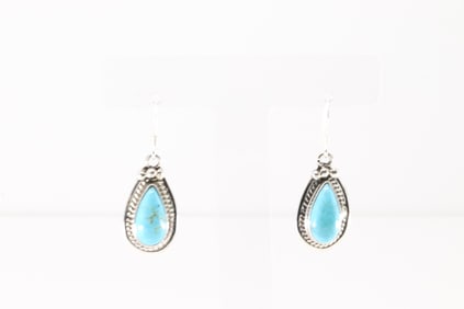 Native America Navajo Sterling Silver Turquoise Dangling Earring's By Verley Betone.