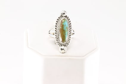 Native America Navajo Sterling Silver Turquoise Ring By Samuel Yellowhair.