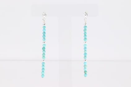 Native America Navajo Sterling Silver Turquoise / Beaded Post / Dangling Earring's.