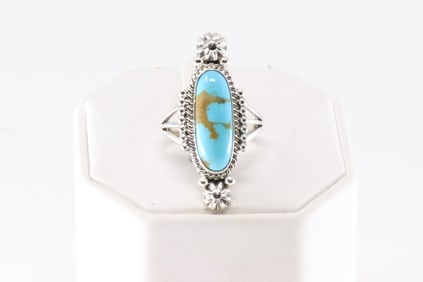 Native America Navajo Sterling Silver Turquoise Ring By Daniel Benally.