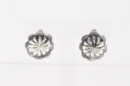 Native America Navajo Sterling Silver Conch Post Earring's By Joan Begay.