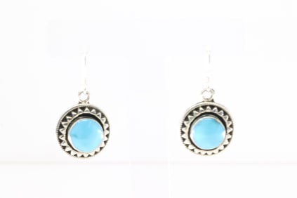 Native America Navajo Sterling Silver Turquoise Dangling Earring's By Verley Betone.