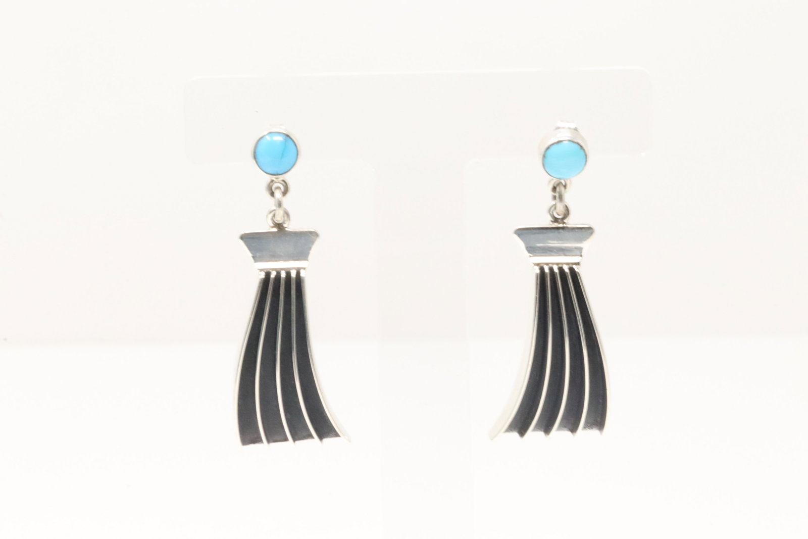 Native America Navajo Sterling Silver Turquoise Post / Dangling Earring's By James Bahe.: This is a Native America Navajo Sterling Silver Turquoise Post / Dangling Earring's By James Bahe.