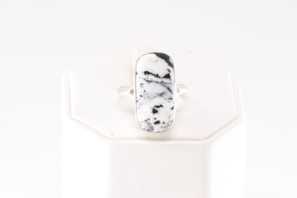 Native America Navajo Sterling Silver White Buffalo Ring By T.F.