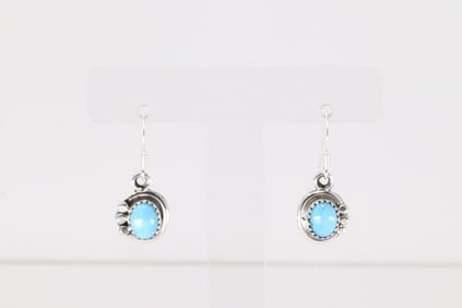 Native America Navajo Sterling Silver Turquoise Dangling Earring's By Rita Largo.