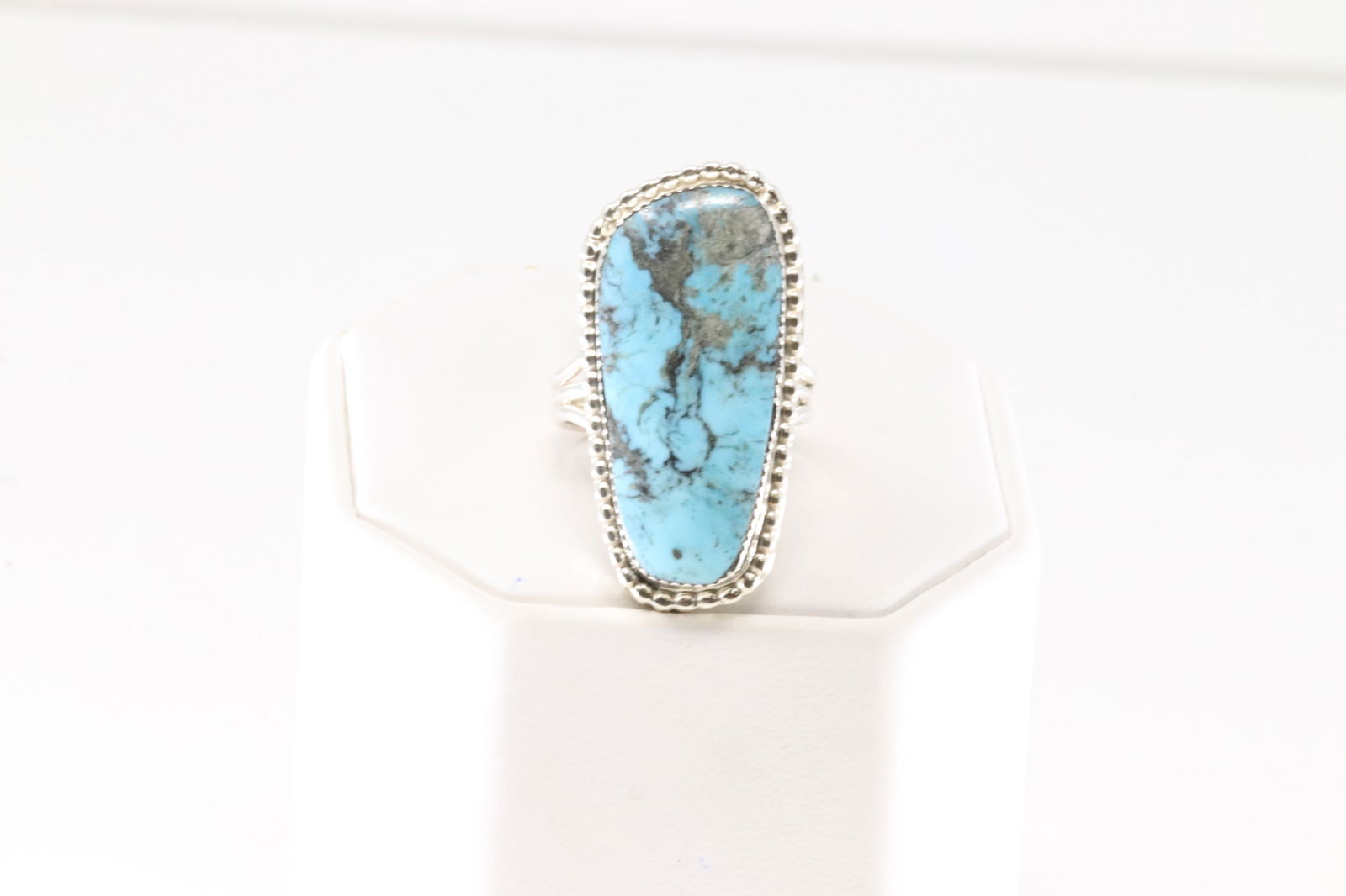 Native America Navajo Sterling Silver Turquoise Ring By Franklin Johnson. (1 of 4)