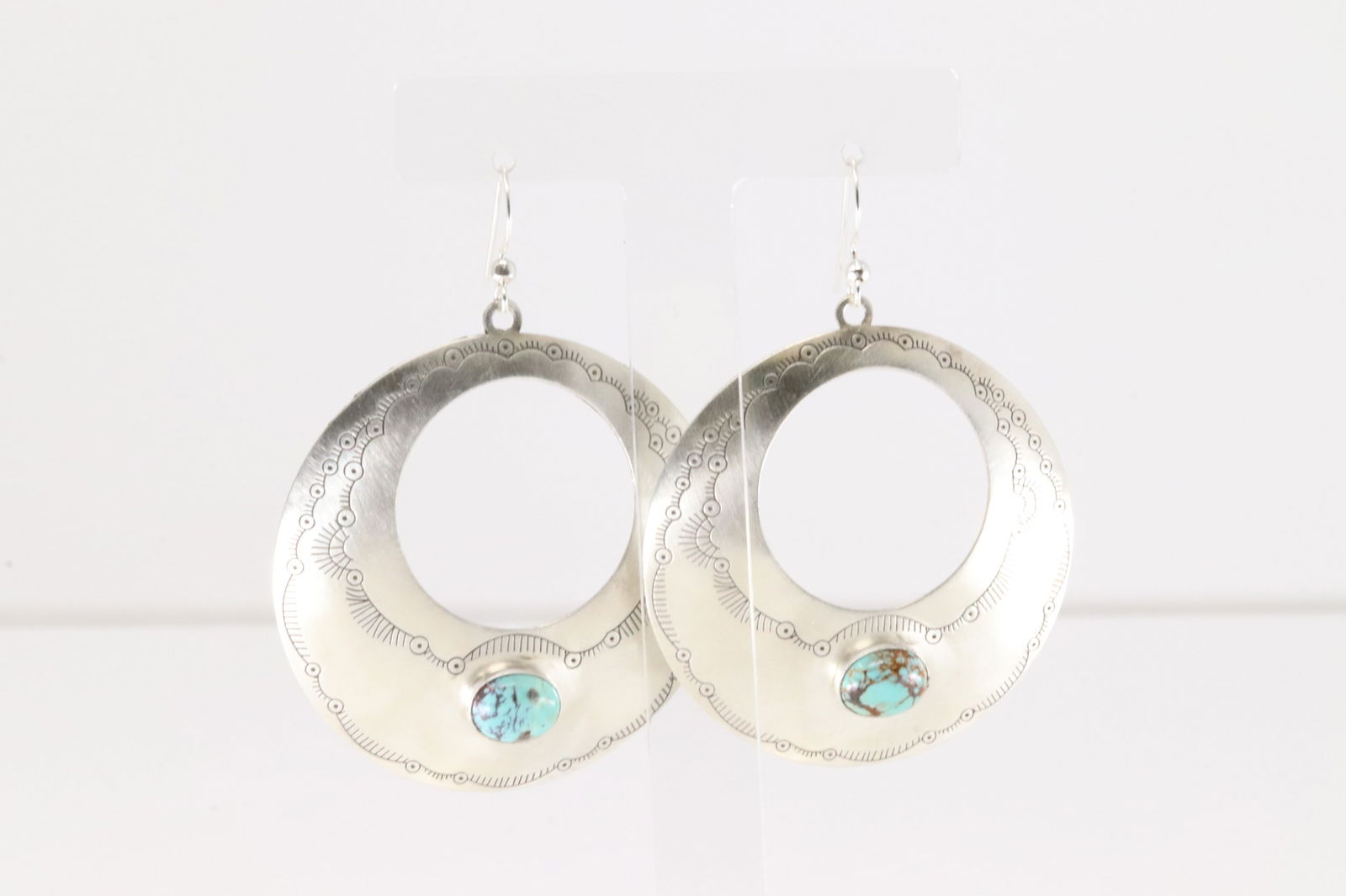 Native America Navajo Sterling Silver Kingman Turquoise Dangling Earring's. Made U.S.A. (1 of 4)