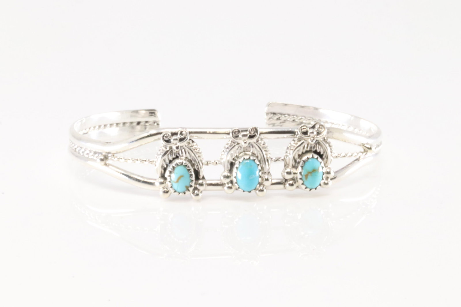 Native American Navajo Sterling Silver Turquoise Bracelet Cuff By Robert Martinez. (1 of 4)