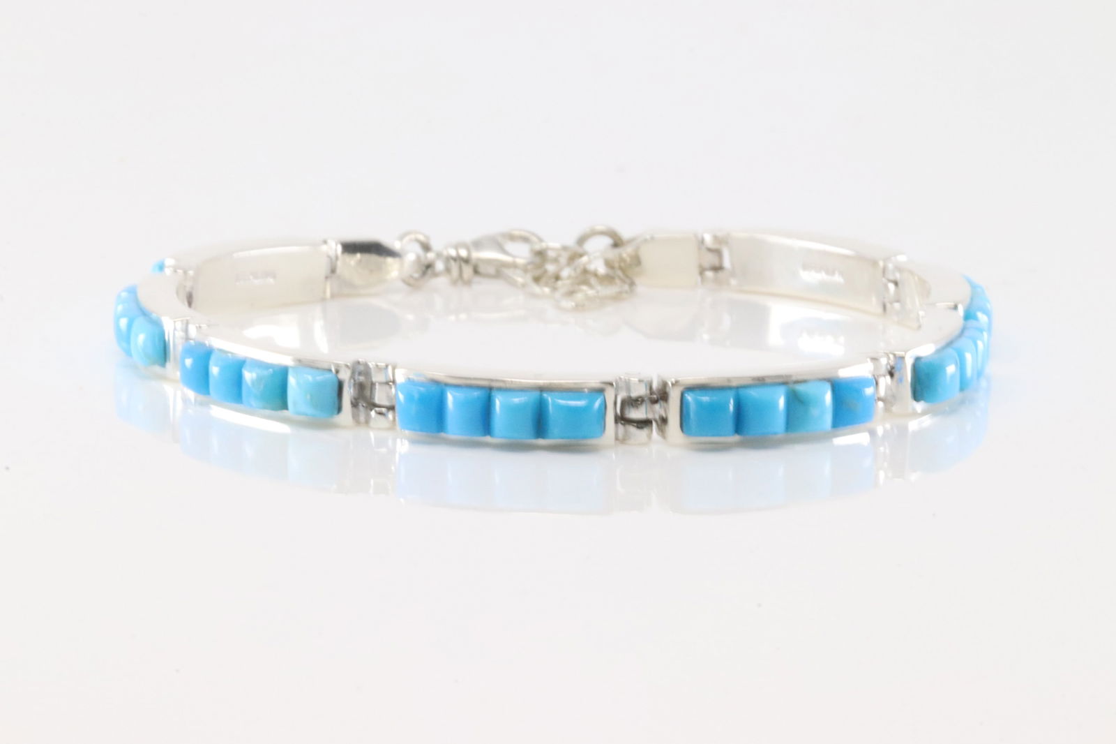 Native America Navajo Sterling Silver Turquoise Bracelet Link. (1 of 4)
