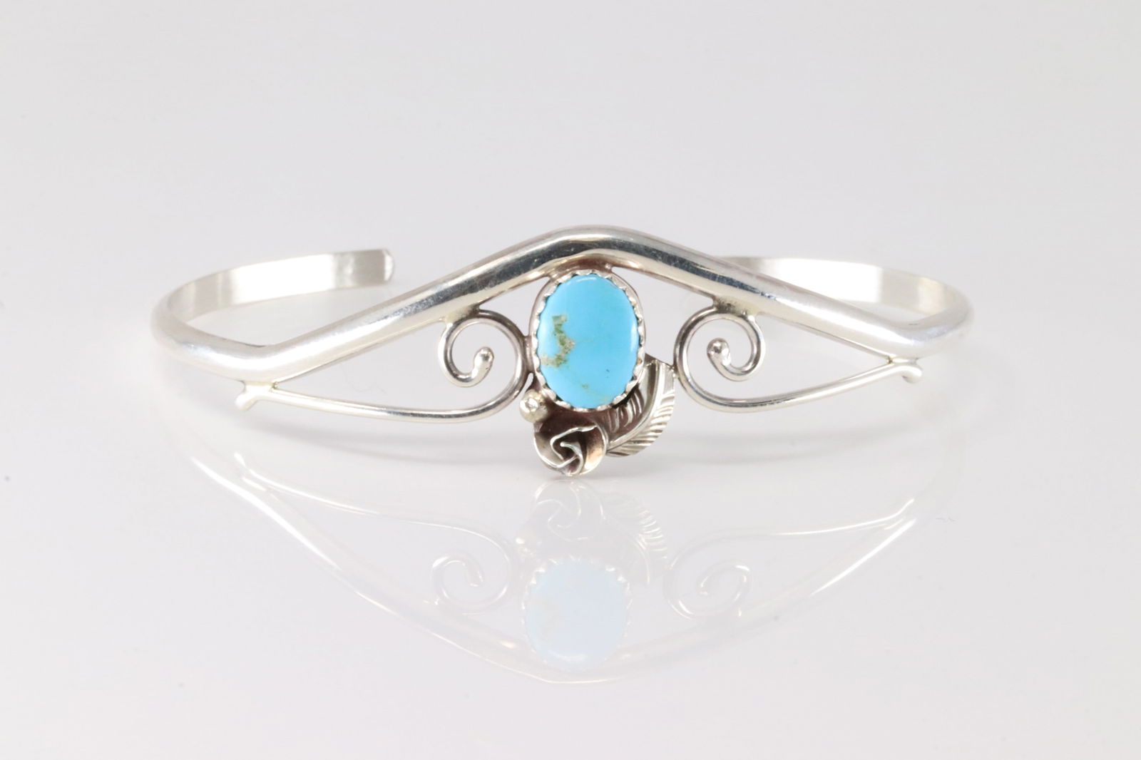 Native America Navajo Sterling Silver Turquoise Bracelet Cuff By C. (1 of 4)