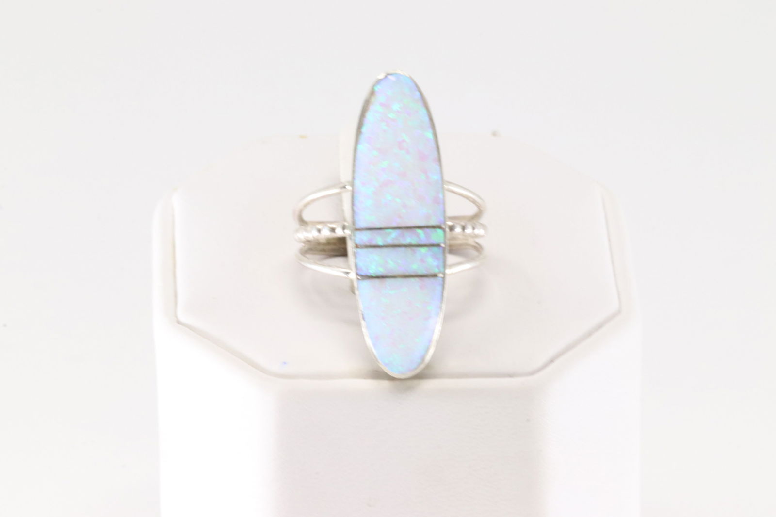 Native America Navajo Sterling Silver Opal Inlay Ring By H.Smith. (1 of 4)