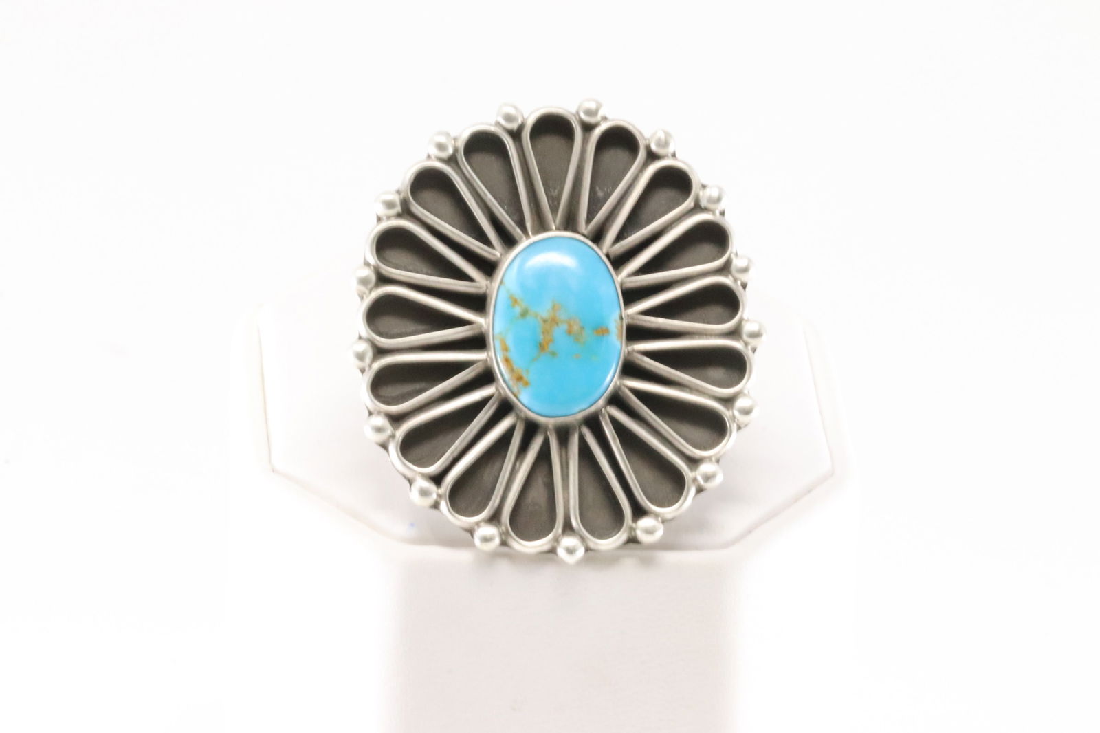 Native American Navajo Sterling Silver Kingman Turquoise Ring By Gerladine James. (1 of 4)