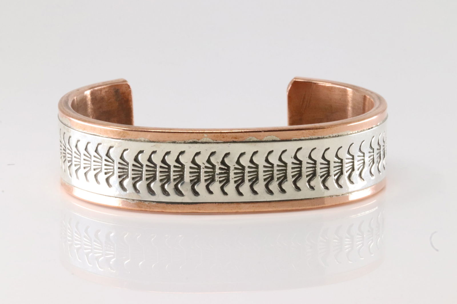 Native America Navajo Sterling Silver Copper Bracelet By Wylie Secatero. (1 of 4)