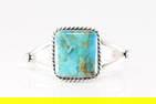 Native America Navajo Sterling Silver Kingman Turquoise Bracelet Cuff By Augustine Largo.