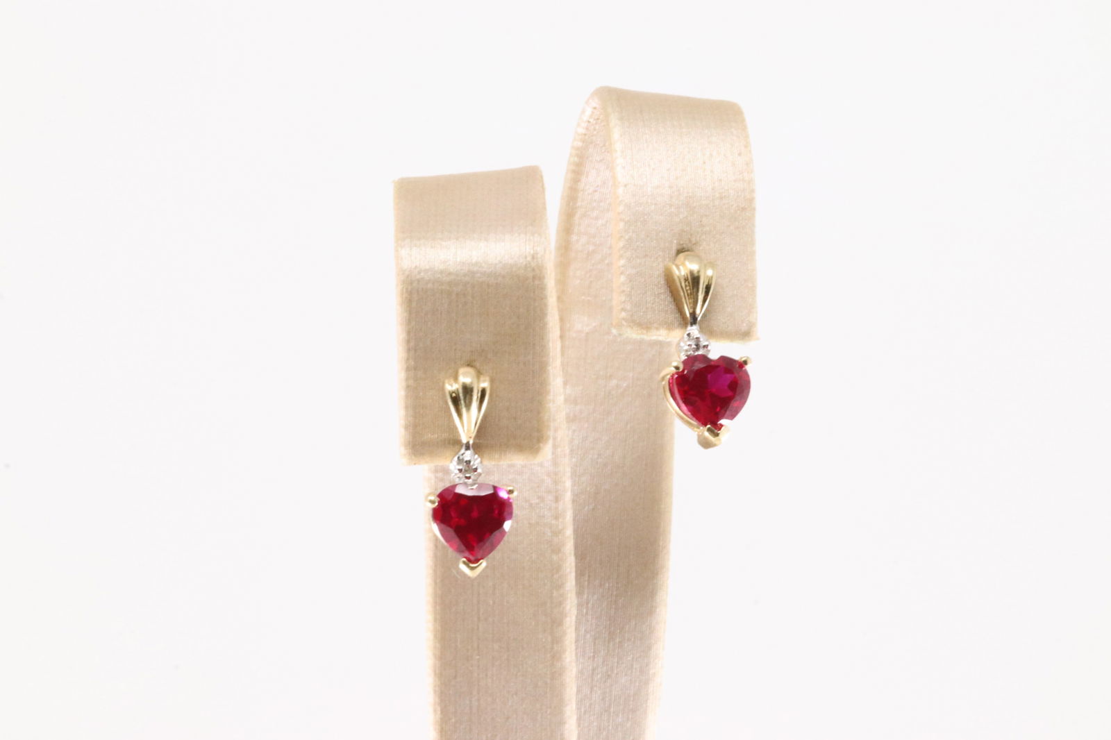 Heart Ruby & Diamond Stud Earring 14Kt.