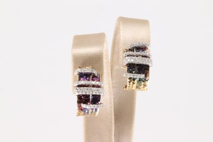 Diamond Hoop Earring French Clip 18Kt.