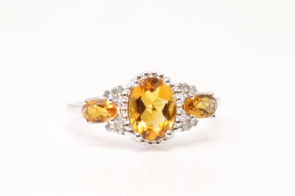 Citrine & Diamond Ring 10Kt.