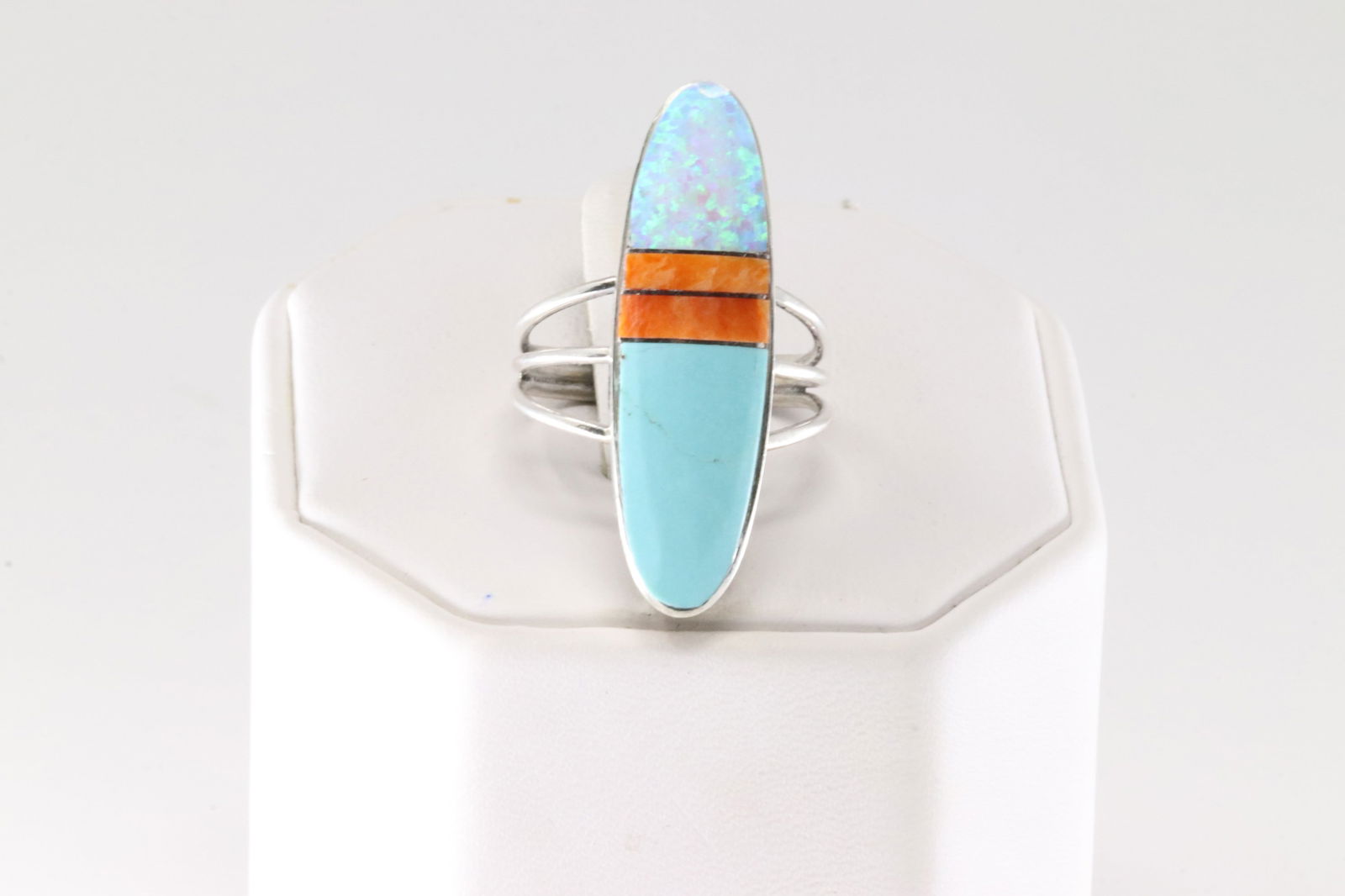 Native America Navajo Sterling Silver Multi-Color Stone Inlay Ring By H.Smith. (1 of 4)