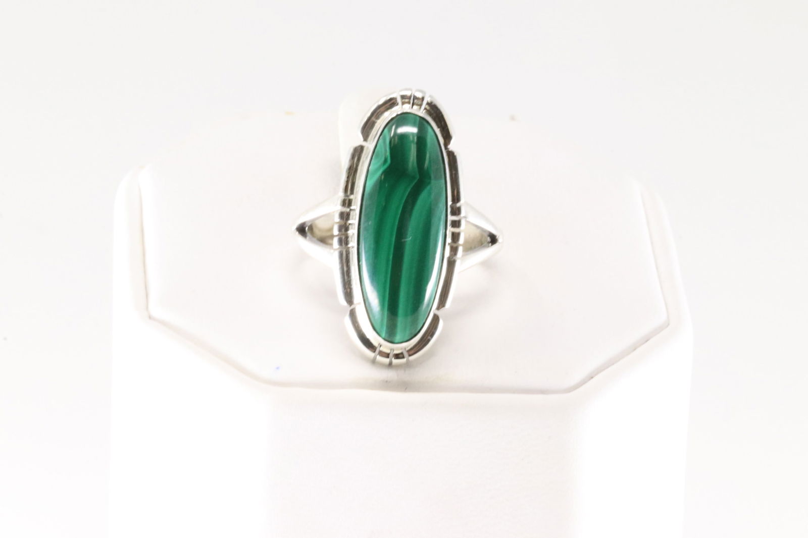 Native America Navajo Sterling Silver Green Stone Ring By S.E. (1 of 4)