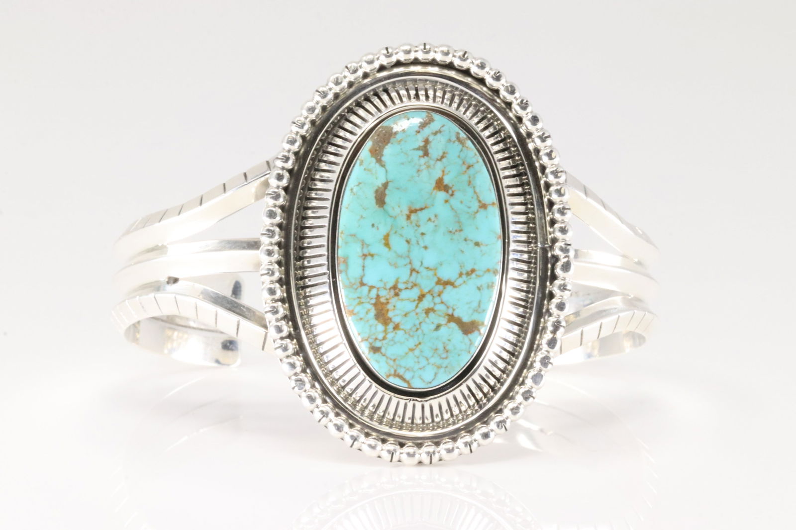 Native America Navajo Sterling Silver Turquoise Bracelet Cuff By Raymond Yazzie. (1 of 4)