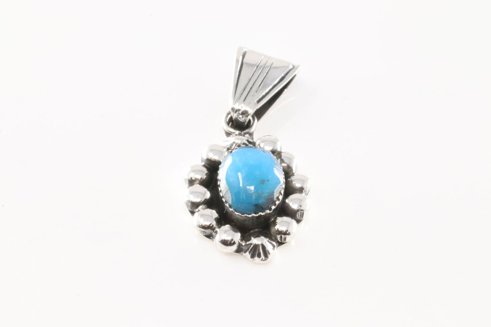 Native America Navajo Sterling Silver Turquoise Pendant By Mike Smith.: This is a Native America Navajo Sterling Silver Turquoise Pendant By Mike Smith.