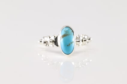 Native America Navajo Sterling Silver Turquoise Ring By Andrew Vandever.