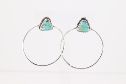 Native America Navajo Sterling Silver Kingman Turquoise Post Earring's By Elouise Kee.