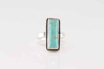 Native America Navajo Sterling Silver Turquoise Ring By J.