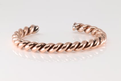 Native America Navajo Copper Bracelet Cuff By Elaine Tahe.