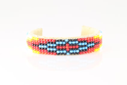 Native America Navajo Multi-Color Stone Leather Baby Bracelet.