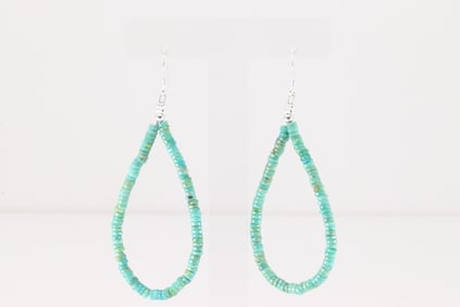 Native America Navajo Sterling Silver Turquoise Dangling Earring's.