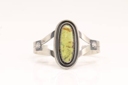 Native America Navajo Sterling Silver Turquoise Bracelet Cuff By T.D.