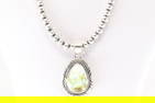 Native America Navajo Sterling Silver Palomino Pendant & Pearl Beaded Necklace By Thomas Francisco.