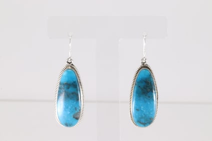 Native America Navajo Sterling Silver Turquoise Dangling Earring's By Sharon McCarthy.