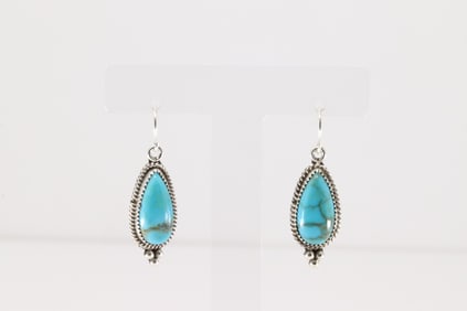 Native America Navajo Sterling Silver Kingman Turquoise Dangling Earring's By Theresa Smith.