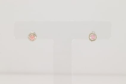 Native America Navajo Sterling Silver Pink Stone Post Earring's.