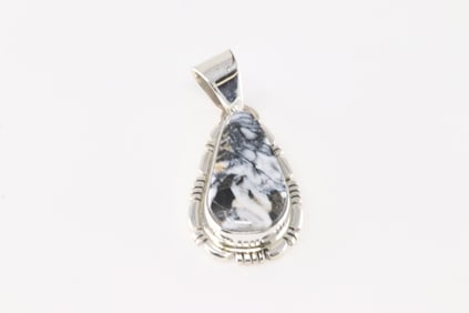 Native America Navajo Sterling Silver White Buffalo Pendant By N.J.