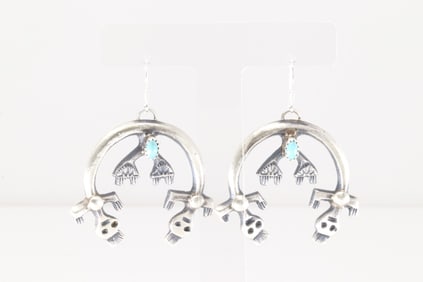 Native America Navajo Sterling Silver Turquoise Naja Dangling Earring's By Martha Cayatineto.