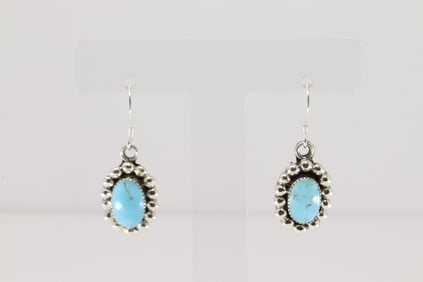 Native America Navajo Sterling Silver Turquoise Dangling Earring's By Sarah Yazzie.