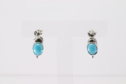Native America Navajo Sterling Silver Turquoise Post Earring's By Annette Chiquito.
