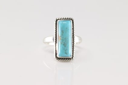 Native America Navajo Sterling Silver Turquoise Ring By J.