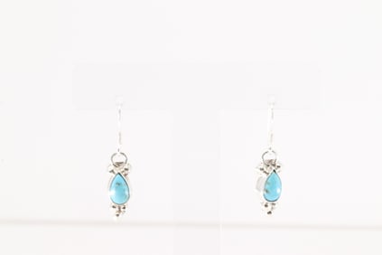 Native America Navajo Sterling Silver Turquoise Dangling Earring's By Gerald Joe.