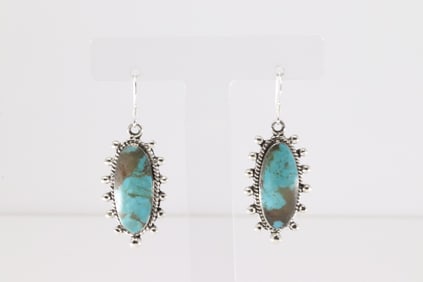 Native America Navajo Sterling Silver Turquoise Dangling Earring's By Rosemary Saunders.