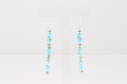 Native America Navajo Sterling Silver Turquoise Dangling Earring's.