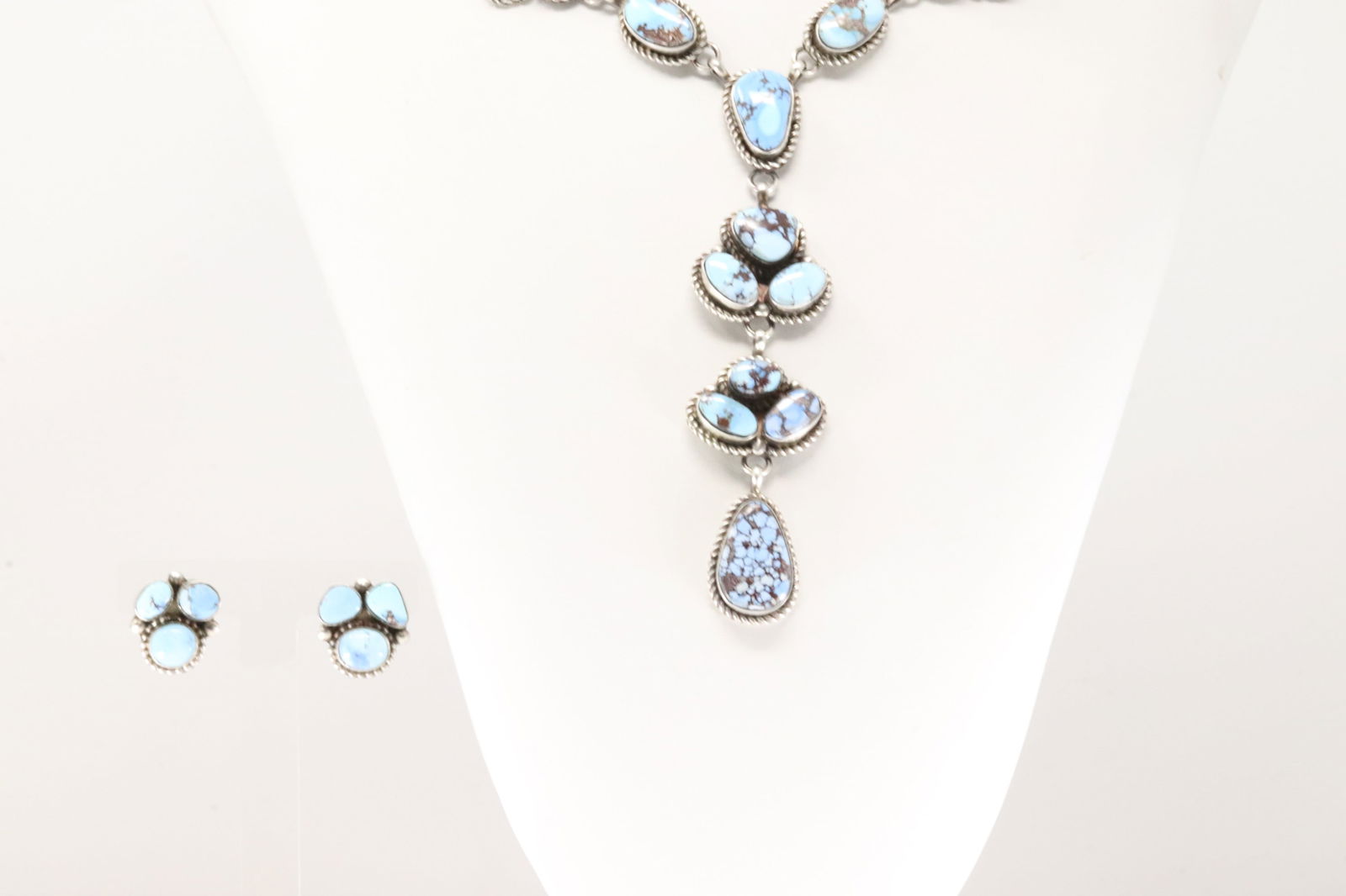 Native America Navajo Sterling Silver Golden Hill Turquoise Necklace & Earring's Set By P.Johnson. (1 of 6)