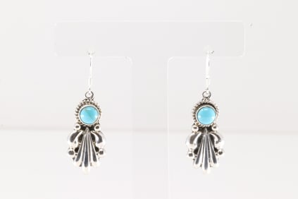 Native America Navajo Sterling Silver Turquoise Dangling Earring's By Verley Betone.