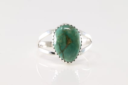 Native America Navajo Sterling Silver Turquoise Ring By Gerald Joe.